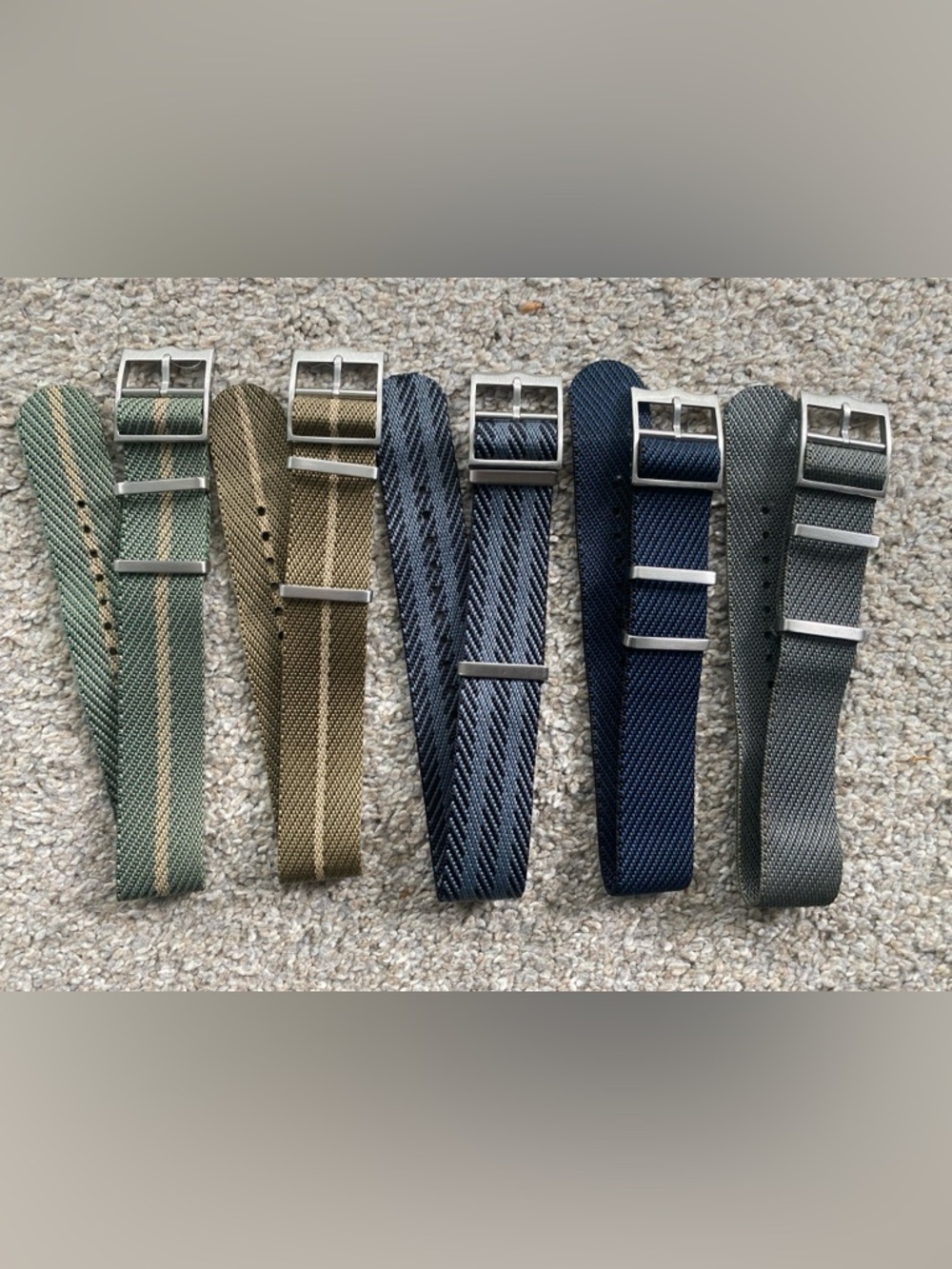 5x Tudor Style Nato Watch Strap 22mm Cordura Lot Set - grey, navy, green, Bond